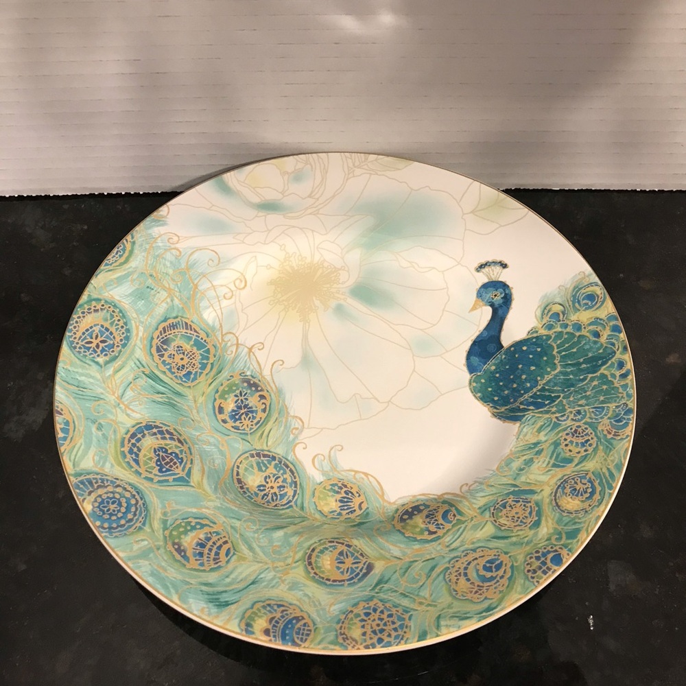 222 Fifth LAKSHMI Peacock Pattern SALAD Plate - Picture 2 of 4